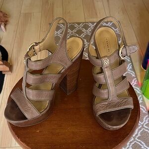 Coach Women's Taupe Leather Strappy Heels size 8 B
